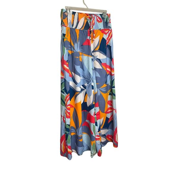 Goa Beachwear By Japna Pants - Goa Beachwear By Japna Wide Leg Pants Tropical Smock Waist Multicolor Size L NWT